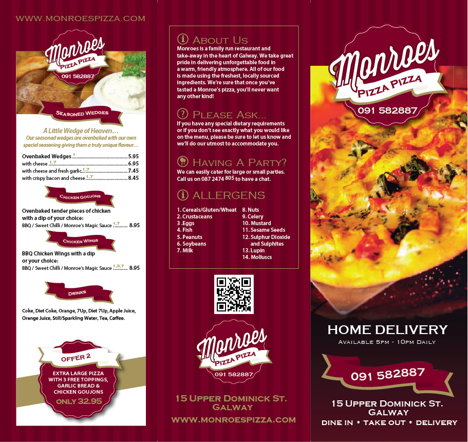 Monroes sale takeout menu
